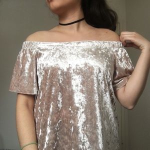 Velvet Cream off the shoulder top